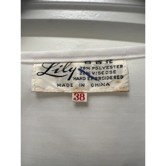Vintage Lily Women’s Boho Soft Hand Embroidered Floral Top Blouse Size M White - Picture 2 of 4